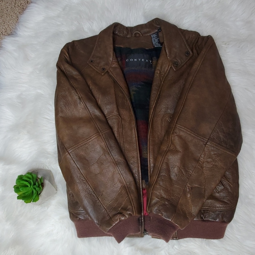Context Men's genuine leather bomber jacket (Used)